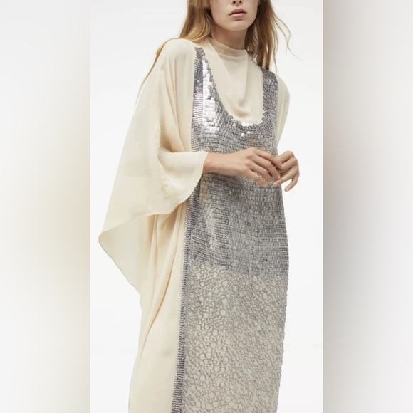 BRAND NEW Zara Limited Edition Contrast Kaftan Style Dress, Size M/L - Picture 2 of 14